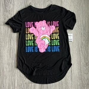 Care Bares Love is Love Black and Rainbow Graphic Tee